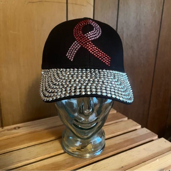 Bling Pink Ribbon Cap for Breast Cancer Awareness (Black) - Picture 6 of 7